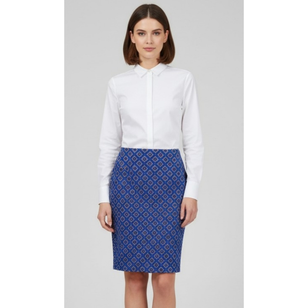 Express Geometric Floral Pencil Skirt Blue Size 4